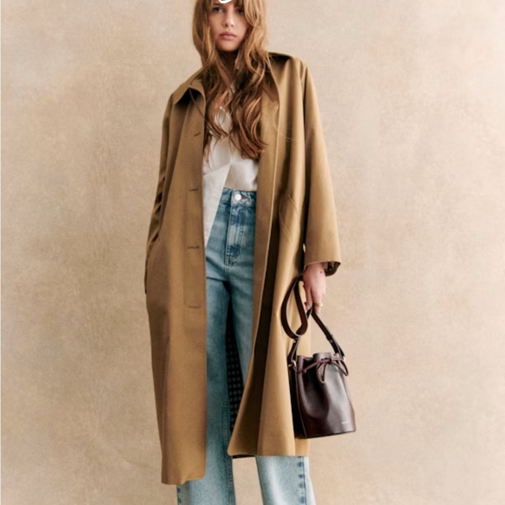 Sezane Clyde Trench Coat Camel Size 34 XS